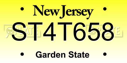 ST4T658 New Jersey License Plate