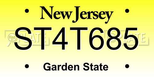 ST4T685 New Jersey License Plate