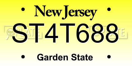 ST4T688 New Jersey License Plate