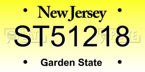 ST51218 New Jersey License Plate