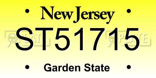 ST51715 New Jersey License Plate