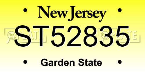 ST52835 New Jersey License Plate
