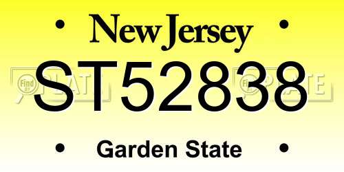 ST52838 New Jersey License Plate