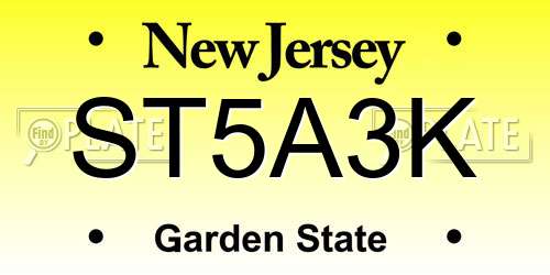 ST5A3K New Jersey License Plate