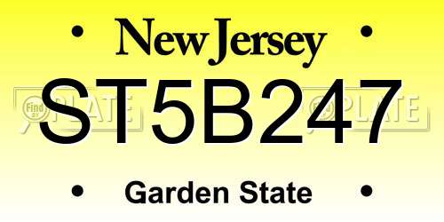 ST5B247 New Jersey License Plate