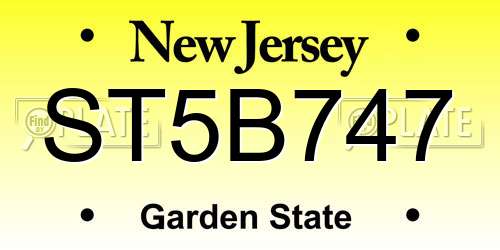 ST5B747 New Jersey License Plate