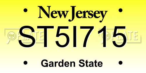 ST5I715 New Jersey License Plate