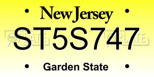 ST5S747 New Jersey License Plate