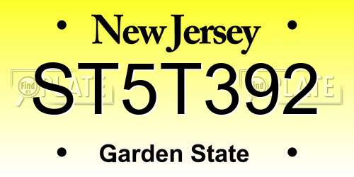 ST5T392 New Jersey License Plate