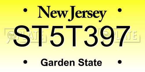 ST5T397 New Jersey License Plate