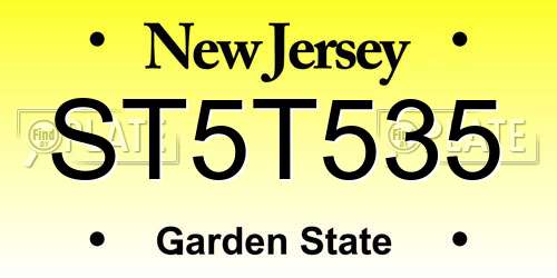 ST5T535 New Jersey License Plate