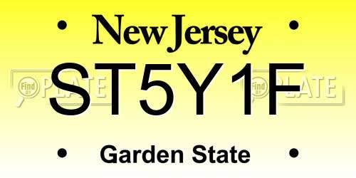 ST5Y1F New Jersey License Plate