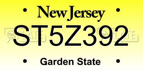 ST5Z392 New Jersey License Plate