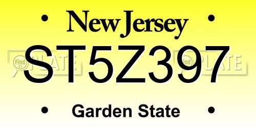 ST5Z397 New Jersey License Plate