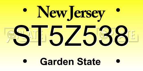 ST5Z538 New Jersey License Plate