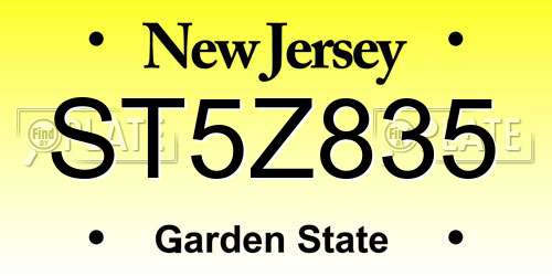 ST5Z835 New Jersey License Plate
