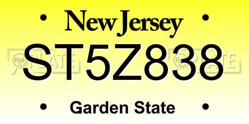 ST5Z838 New Jersey License Plate