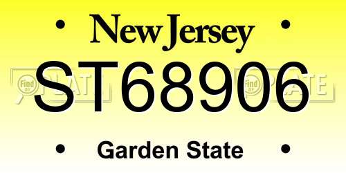 ST68906 New Jersey License Plate