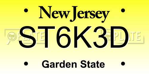 ST6K3D New Jersey License Plate