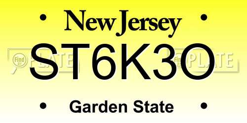 ST6K3O New Jersey License Plate