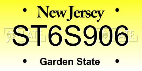 ST6S906 New Jersey License Plate