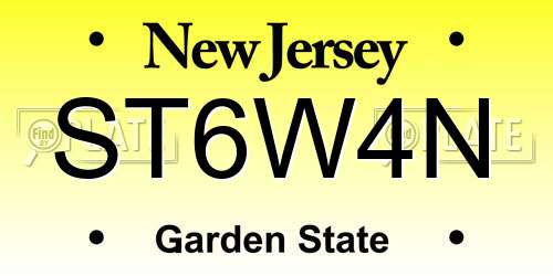 ST6W4N New Jersey License Plate