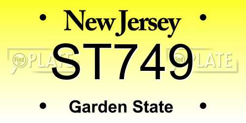 ST749 New Jersey License Plate