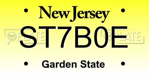 ST7B0E New Jersey License Plate