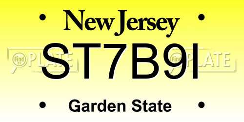 ST7B9I New Jersey License Plate