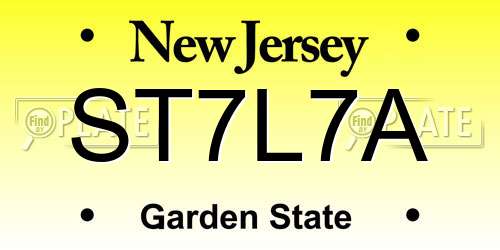ST7L7A New Jersey License Plate