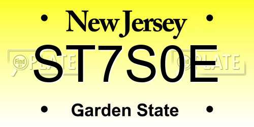 ST7S0E New Jersey License Plate