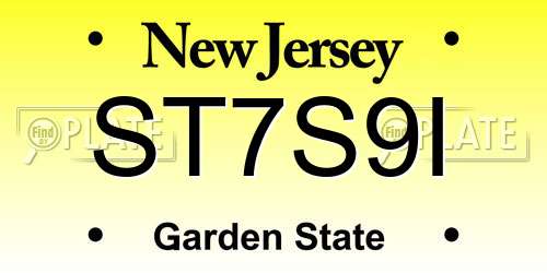 ST7S9I New Jersey License Plate
