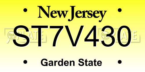 ST7V430 New Jersey License Plate
