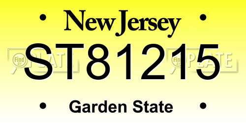 ST81215 New Jersey License Plate