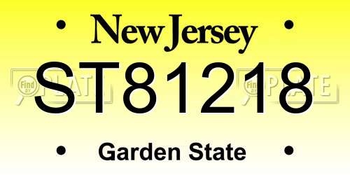 ST81218 New Jersey License Plate