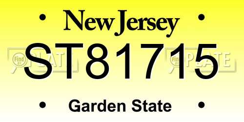 ST81715 New Jersey License Plate
