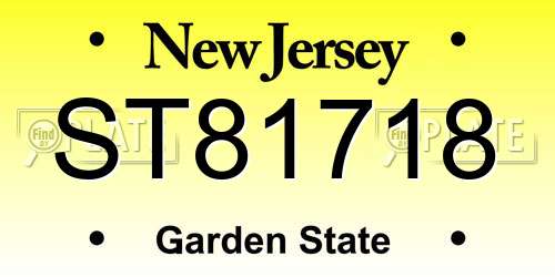 ST81718 New Jersey License Plate