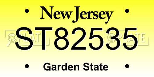 ST82535 New Jersey License Plate