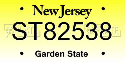 ST82538 New Jersey License Plate