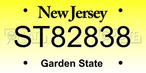 ST82838 New Jersey License Plate