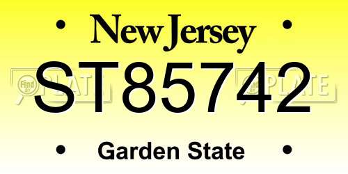 ST85742 New Jersey License Plate