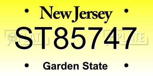ST85747 New Jersey License Plate