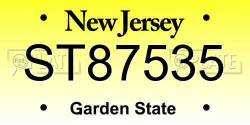 ST87535 New Jersey License Plate