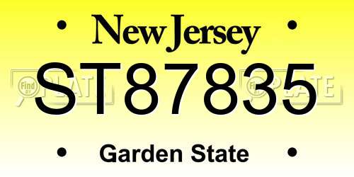 ST87835 New Jersey License Plate