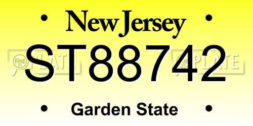 ST88742 New Jersey License Plate