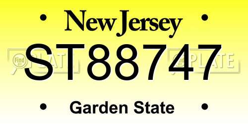 ST88747 New Jersey License Plate