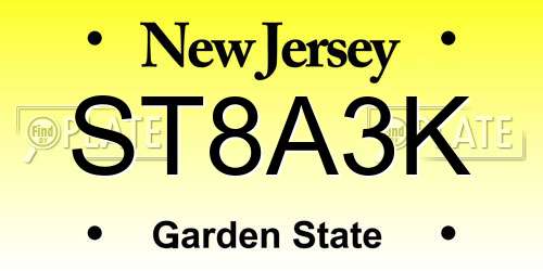 ST8A3K New Jersey License Plate