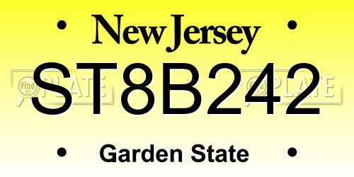 ST8B242 New Jersey License Plate