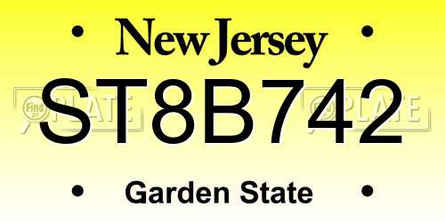 ST8B742 New Jersey License Plate