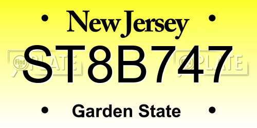 ST8B747 New Jersey License Plate